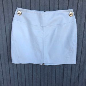 White Leather Zip Skirt